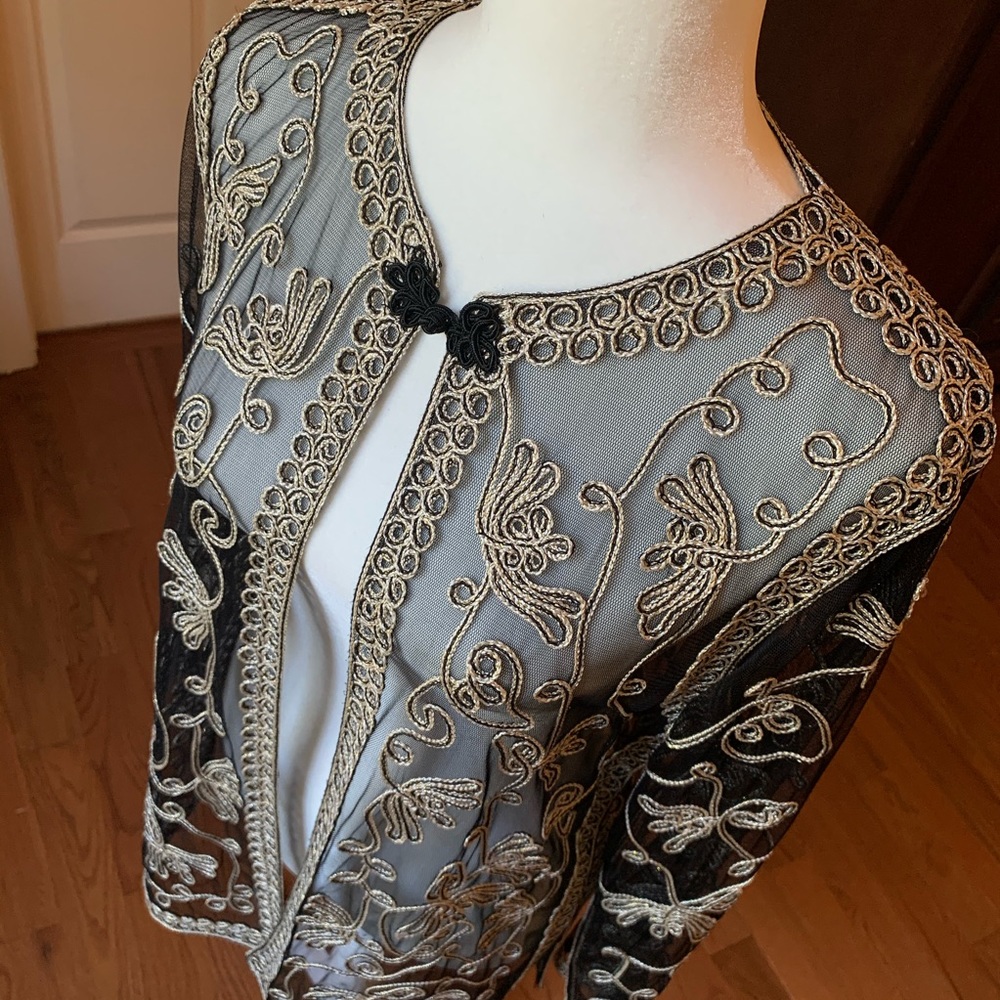 ⭐️Vintage⭐️ formal dress jacket w/ sheer mesh & embroidery ISC